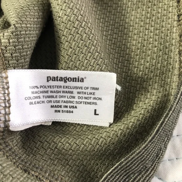 Sold* Patagonia Capilene Shirt Mens Size Large Long Sleeve Olive Green Base Laye - Picture 7 of 11